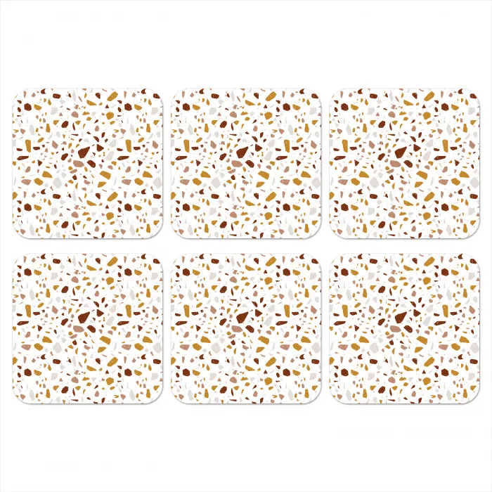 Terrazzo - Patroon - Wit - Urban onderzetter kurk middel 366 -3d