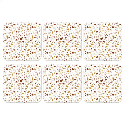 Terrazzo - Patroon - Wit - Urban onderzetter kurk middel 366 -3d