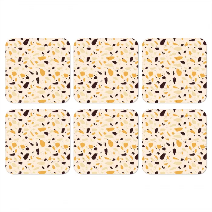 Terrazzo - Patroon - Geel - onderzetter kurk middel 366 -3d