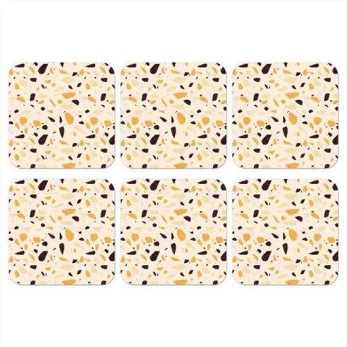 Terrazzo - Patroon - Geel - onderzetter kurk middel 366 -3d