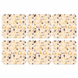 Terrazzo -  Patroon - Geel - onderzetter kurk middel 366 -3d
