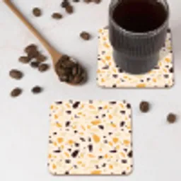 Terrazzo -  Patroon - Geel - onderzetter kurk middel 366 -sfeer2