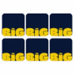 Think big - Blauw - Geel onderzetter kurk middel -3d