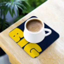 Think big - Blauw - Geel onderzetter kurk middel -sfeer5