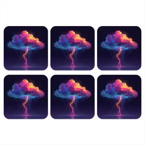 Donderwolk - Bliksemschicht - Licht - Blauw onderzetter kurk middel -3d