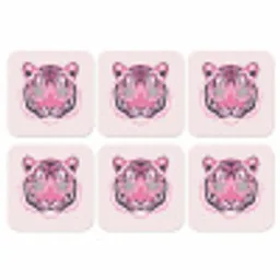 Tijger - Glitterzonnebril - Roze onderzetter kurk middel -3d
