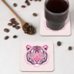 Tijger - Glitterzonnebril - Roze onderzetter kurk middel -sfeer2