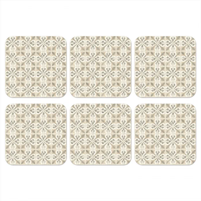 Tegel - Motief - Beige onderzetter kurk middel 366 -3d
