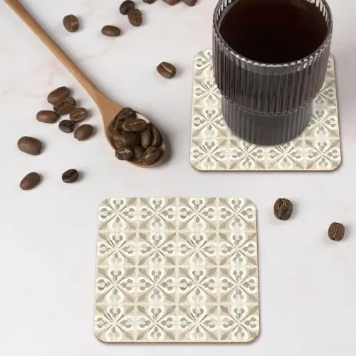 Tegel - Motief - Beige onderzetter kurk middel 366 -sfeer2