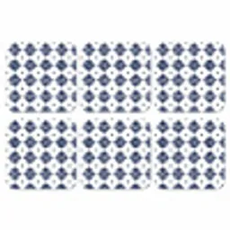 Tegelmotief - Blauw - Wit - Bloem onderzetter kurk middel 366 -3d