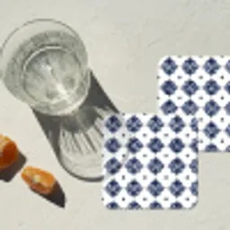 Tegelmotief - Blauw - Wit - Bloem onderzetter kurk middel 366 -sfeer4