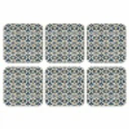 Tegel - Patroon - Blauw - Beige onderzetter kurk middel 366 -3d