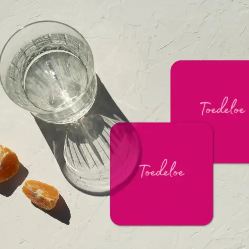 Toedeloe - Roze onderzetter kurk middel -sfeer4