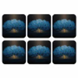 Boom - Blauw - Bladeren - Penseelstreken onderzetter kurk middel -3d