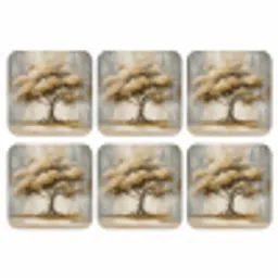 Boom - Bladeren - Abstract - Wit onderzetter kurk middel -3d