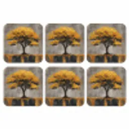 Boom - Bladeren - Goud - Abstract onderzetter kurk middel -3d