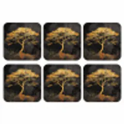 Boom - Schilderij - Goud - Abstract onderzetter kurk middel -3d