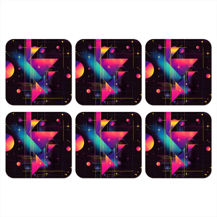 Driehoeken - Cirkels - Abstract - Sterren onderzetter kurk middel -3d