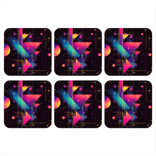 Driehoeken - Cirkels - Abstract - Sterren onderzetter kurk middel -3d