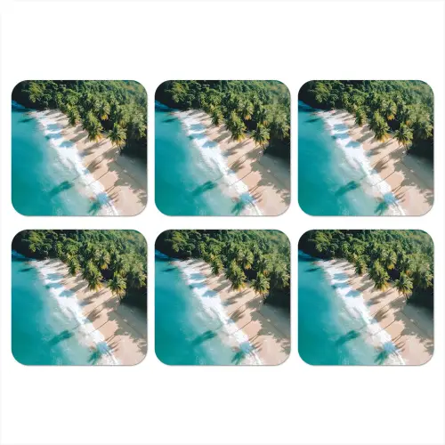 Tropisch - Strand - Water - Palmbomen onderzetter kurk middel -3d
