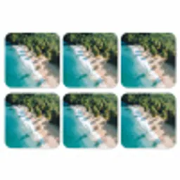 Tropisch - Strand - Water - Palmbomen onderzetter kurk middel -3d