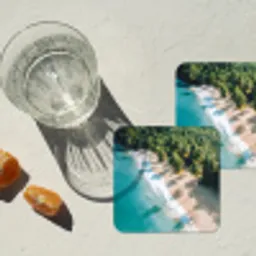 Tropisch - Strand - Water - Palmbomen onderzetter kurk middel -sfeer4