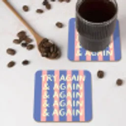 Try again - Strepen - Roze - Verticaal - Blauw onderzetter kurk middel -sfeer2