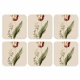 Tulp - Minimalistisch - Beige onderzetter kurk middel -3d