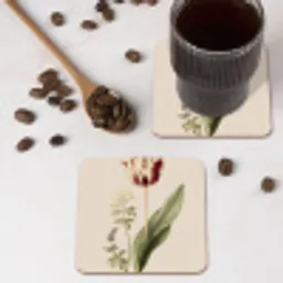 Tulp - Minimalistisch - Beige onderzetter kurk middel -sfeer2