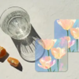 Tulpen - Roze accenten - Blauw onderzetter kurk middel -sfeer4