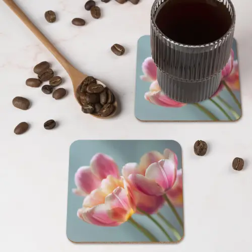 Tulpen - Roze - Stelen onderzetter kurk middel -sfeer2
