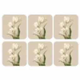 Tulpen - Wit - Bladeren onderzetter kurk middel -3d