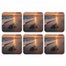 Schildpad - strand - Zonsondergang onderzetter kurk middel -3d