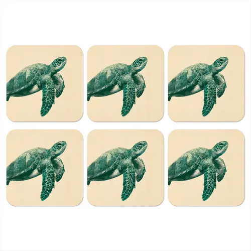 Schildpad - Sierlijk - Groen - Schild onderzetter kurk middel -3d