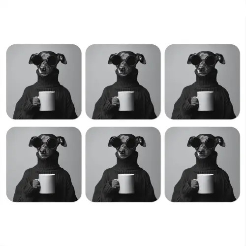 Coltrui - Hond - Bril - Mok onderzetter kurk middel -3d