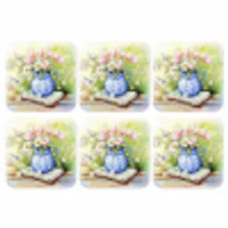 Vaas - Delftsblauw - Madeliefjes onderzetter kurk middel -3d