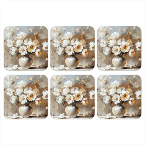 Vaas - Bloemen - Kunst - Goud onderzetter kurk middel -3d