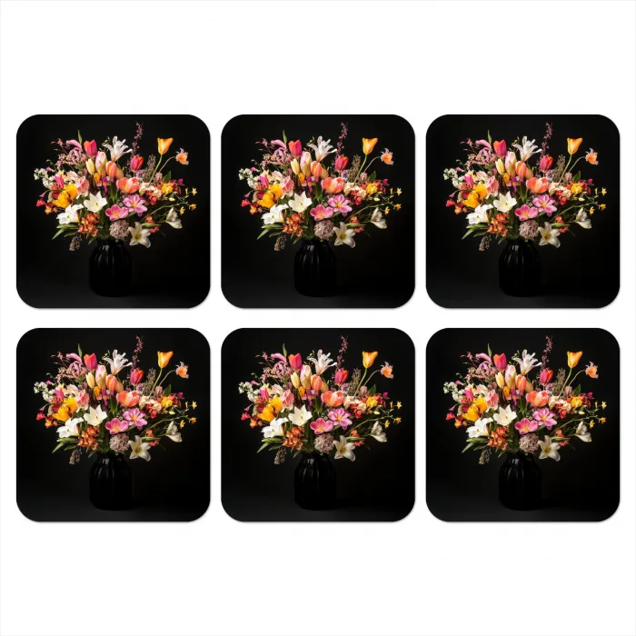 Vaas - Bloemen - Tulpen onderzetter kurk middel -3d