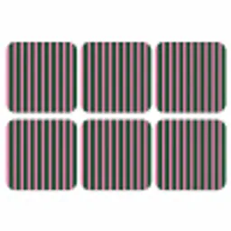 Verticale strepen - Groen - Roze onderzetter kurk middel 366 -3d