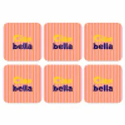 Verticaal - Strepen - Oranje - Ciao bella onderzetter kurk middel -3d