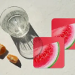 Watermeloen - Rood - Zomers onderzetter kurk middel -sfeer4