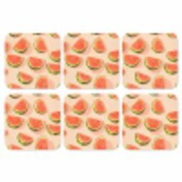 Watermeloen - Schijfjes - Pitten - Rood onderzetter kurk middel -3d