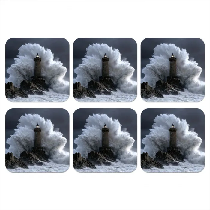 Golf - Vuurtoren - Schuimend water onderzetter kurk middel -3d