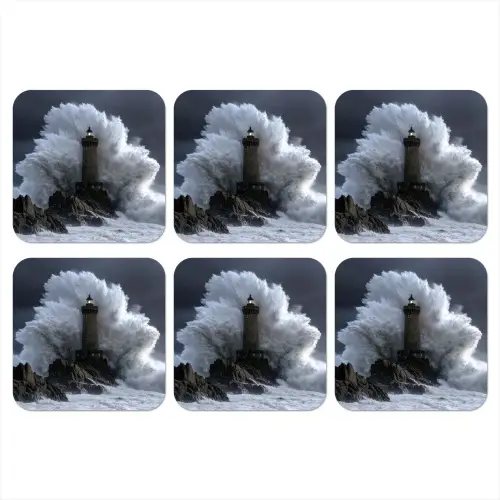 Golf - Vuurtoren - Schuimend water onderzetter kurk middel -3d