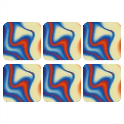 Golven - Kleurrijk - Abstract onderzetter kurk middel -3d