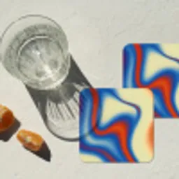 Golven - Kleurrijk - Abstract onderzetter kurk middel -sfeer4
