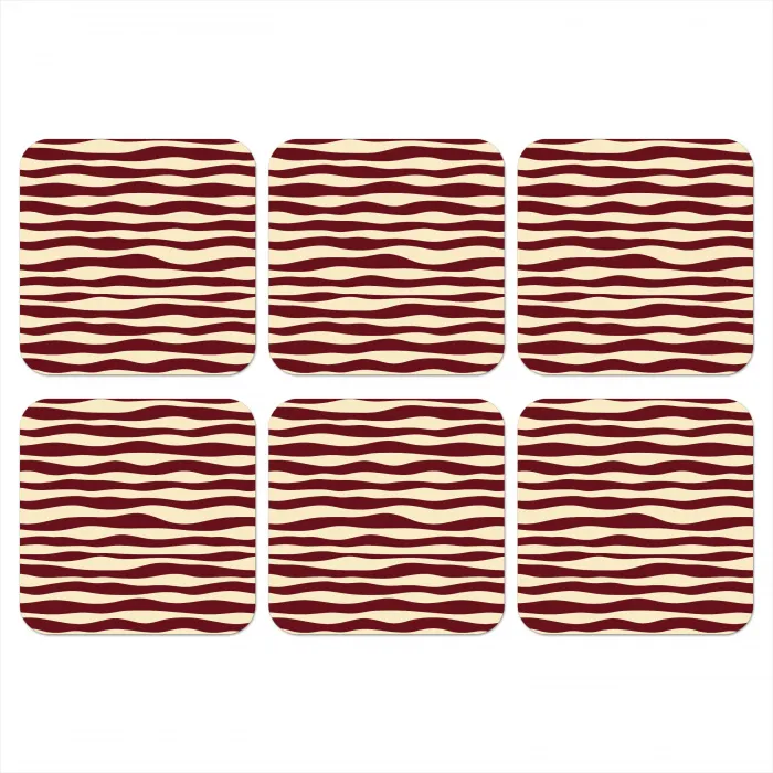 Golven - Rood - Patroon - Crème onderzetter kurk middel 366 -3d