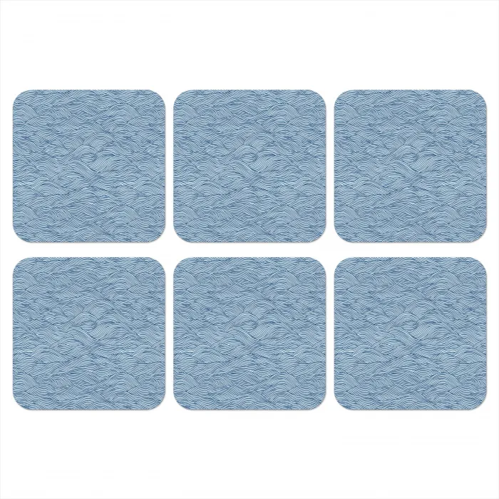 Golven - Ritmisch - Blauw onderzetter kurk middel 366 -3d