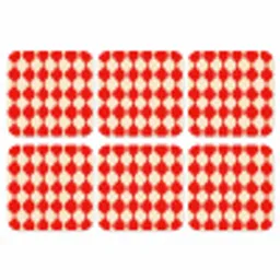 Golvend patroon - Retro - Rood - Beige onderzetter kurk middel 366 -3d