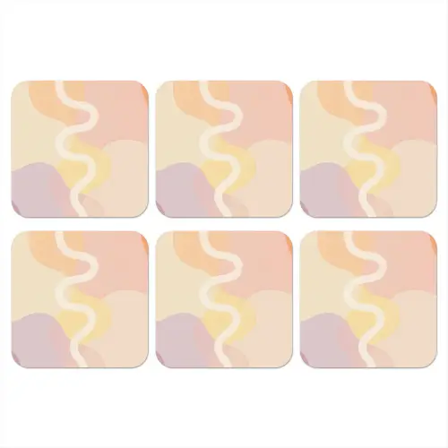 Golvende vormen - Abstract - pastel onderzetter kurk middel -3d